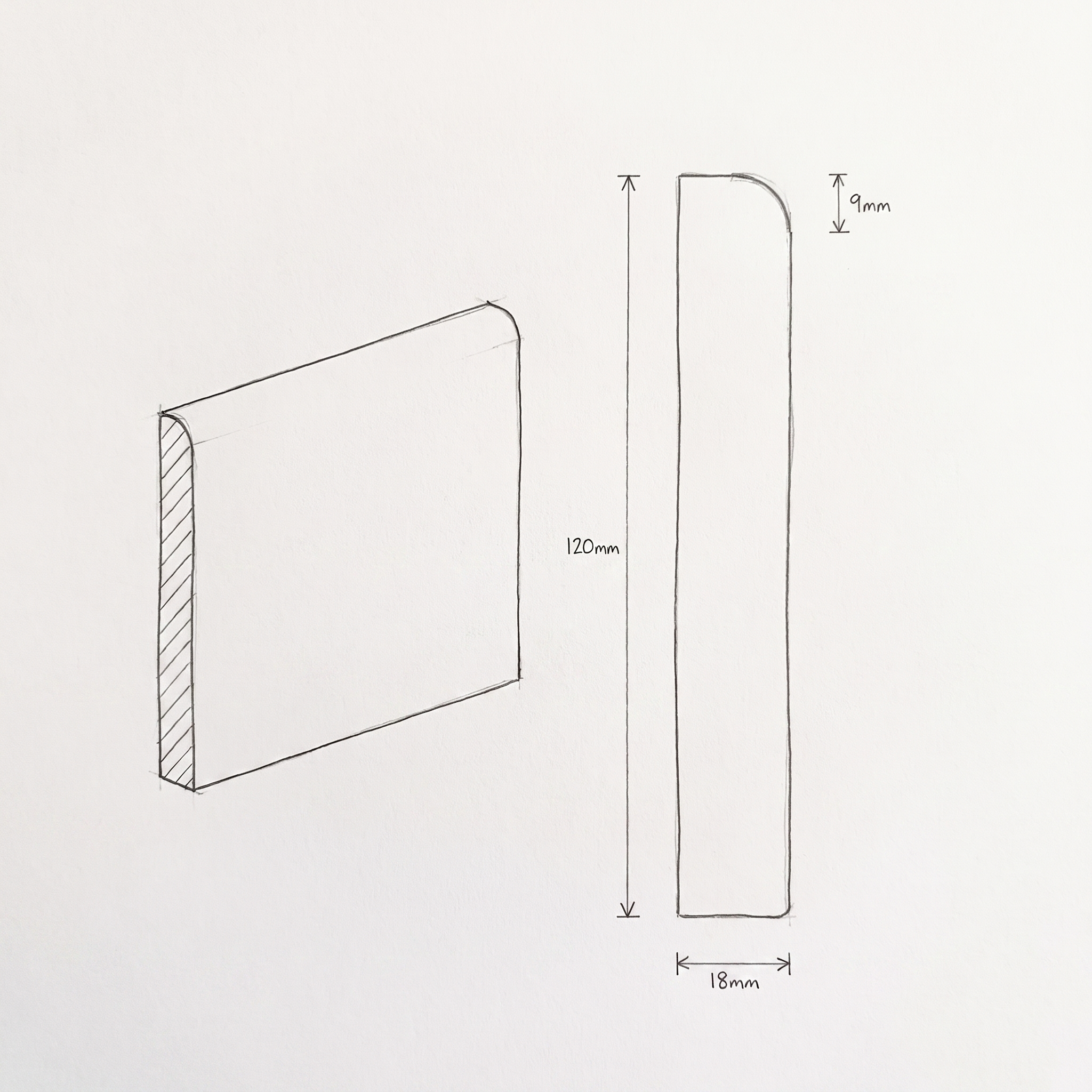 Bullnose skirting board profile — Modern